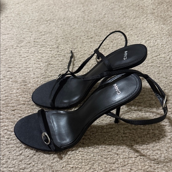Mango Black Strappy Ankle-Tie Heeled Sandals - Picture 3 of 3